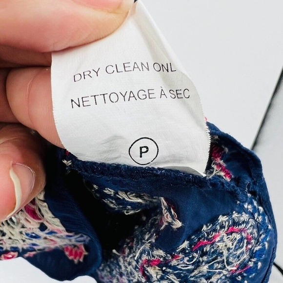 Ramy Brook Navy Blue Embroidered Smocked Waist Mini Dress size Small Flutter - Picture 8 of 10